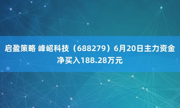 启盈策略 峰岹科技（688279）6月20日主力资金净买入188.28万元